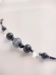 天然石 マグネット式羽織紐 #05 / 着物小物 / ネイビー / 水晶