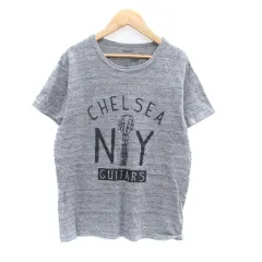 シップス SHIPS × チェルシーギター CHELSEA GUITARS Tシャツ カットソー クルーネック 半袖 プリント M グレー 黒 ブラック /HO31