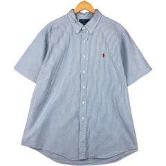 古着 ラルフローレン Ralph Lauren CUSTOM FIT シアサッカー 半袖 ボタンダウン ストライプシャツ メンズXXL相当/eaa584885