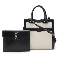 SAINT LAURENT PARIS サン ローラン パリ YSL アップタウン スモール ハンドバッグ 2WAYショルダー コーティングキャンバス ナチュラル 561203