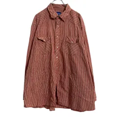 Wrangler 長袖 ストライプシャツ XL～ レッド ホワイト グリーン ラングラー ウエスタン 古着卸 アメリカ仕入 a701-6347のサムネイル