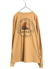【お得なクーポン配布中!】 US企画 カーハート ポケット付き プリント 長袖 Tシャツ メンズ M CARHARTT ロンT ポケットT ロゴT プリントT ワンポイント ヘビーウェイト
