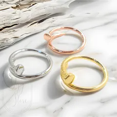 釘モチーフ ネイル リング 指輪 フリーサイズ クギ くぎ 可愛い オシャレ プレゼント メンズ レディース 3色 シルバー ゴールド 2サイズ