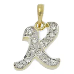 0.11ct/イニシャルモチーフ・チャーム K アルファベット・ダイヤモンド ペンダントトップ/K18Y+W/750,2カラー-1.2g/プレゼント【♀】【S】【レディース】★■550844【中古】