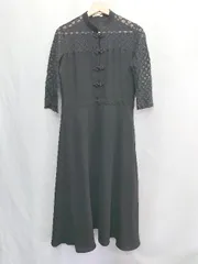 ◇ ⊂ merlot plus マーロットプラス 花柄レース 袖あり ロング丈 ワンピース サイズ表記なし ブラック系 レディース E  【1504210009253】のサムネイル