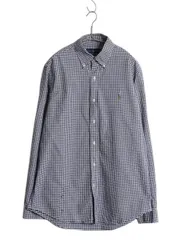 【お得なクーポン配布中!】 ラルフローレン ギンガム チェック 長袖 ボタンダウン シャツ メンズ М 古着 ポロ BD 長袖シャツ オックスフォード コットン ワンポイント