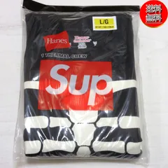 【送料無料★匿名配送★新品】国内品 Supreme(シュプリーム）Hanes（ヘインズ）Bones Thermal Crew(1Pack)Black（L)/サーマルロンT黒/骨柄 ロングTシャツ 長袖