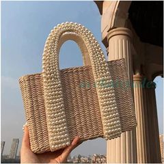 FCZY Women's Straw Woven Bag, Basket Bag, Stylish and Cute, Resort Bag, Woven Basket, Travel Bag, Forest Girl, Beach Bag