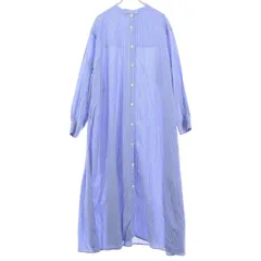 美品 relume レリューム ストライプ 長袖 シャツ ロングワンピース FREE ブルー JOURNALSTANDARD ジャーナルスタンダード レディース 古着