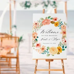 南国 リゾート婚にも♡ 水彩 ウェルカムボード　シンプル　大人 ウェディング ペーパーアイテム ｜ 受付 A4/A3/A2/A1
