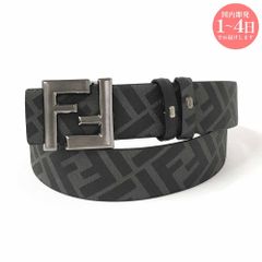 新品 FENDI フェンディ 7C0541 AQWH F1TQF FFスクエアベルト ブラウンレザー FFキャンバス リバーシブルベルト