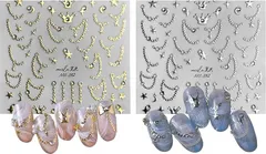 Miracroute 貼るだけ ネイル シール ステッカー セット かわいい デコレーション 3D 立体 お洒落 マニュキュア デザイン( ゴールドとシルバー)