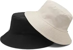 Laquest リバーシブル バケットハット 大きめ 深め メンズ／レディース コットン 帽子 バケハ(ブラック/アイボリー,  2XL)