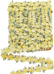 PH PandaHall 手芸ブレード 刺繍 花柄 レースリボン カラフル フラワー モチーフ レーストリム 高級 飾り カーテン 服 枕 帽子 装飾 ハンドメイド 材料 DIY 裁縫材料 おしゃれ 華麗 プレゼント用の包装 幅20mm( 黄色)