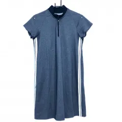 PGGパーリーゲイツ 半袖ハイネックワンピース ネイビー×白 サイドライン ハーフジップ レディース 1(M) ゴルフウェア PEARLY GATES