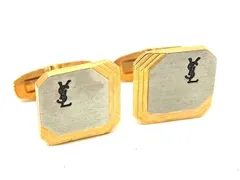 YVESSAINTLAURENT イヴサンローラン カフスボタン カフリンクス アクセサリー ビジネス 紳士 メンズ ゴールド系×シルバー系 DE5577 冠婚葬祭 結婚式 葬式