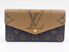 LOUIS VUITTON ルイヴィトン モノグラム・ジャイアント リバース ポルトフォイユ・サラ 2つ折り 長財布 ブラウン M80726 美品