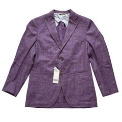 未使用にちかい　Paul Stuart ポール・スチュアート アパレル メンズ ジャケット パープル 麻 綿