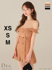 キャメル [DE4315-IV-2509] 　XSサイズあり【DEA./ディア】オフショル/ ダブルボタン/ セットアップ/ フレア/ ミニドレス/ キャバドレス