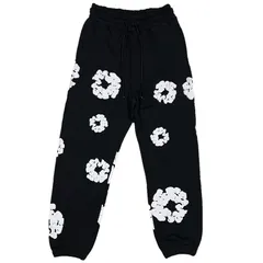 デニムティアーズ  フラワープリント スウェットパンツ ブラック/ホワイト
