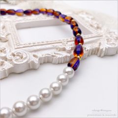 【１点限り】シェルパールとパッションパープルのヴィンテージビーズのネックレス