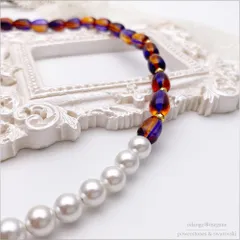 【１点限り】シェルパールとパッションパープルのヴィンテージビーズのネックレス