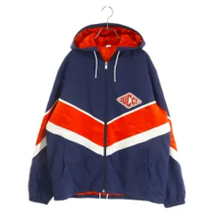 GUCCI (グッチ) ナイロンパデッド サテン切り替え ジップアップジャケット 538271 1ネイビー/オレンジのサムネイル