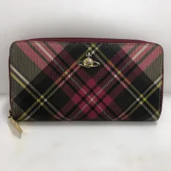 02w19232 ヴィヴィアンウエストウッド Vivienne Westwood  ダービーチェック ラウンドジップ長財布  ブラウン  メンズ  箱なし  長財布  【中古品】