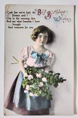 朝露の中で摘んだ、あなたのための花　フランス イギリス ヴィンテージ ポストカード　アンティーク