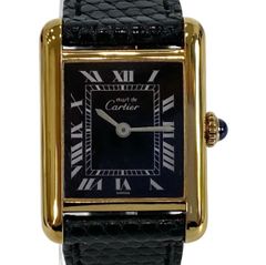 CARTIER カルティエ マストタンクSM 手巻き ブラックローマン文字盤