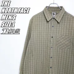THE NORTH FACE　ザノースフェイス　チェック柄長袖シャツ　メンズ　サイズ表記L　XL相当　グリーン系×ベージュ