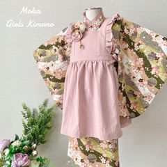 1点限り】3歳 七五三 着物＆被布エプロンセット 桜 ハンドメイド