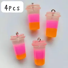 ドリンクチャーム スイーツ オレンジ ピンク ハンドメイドパーツ まとめ売り ゼリー 透明 クリアカラー 夏 個性的 大ぶり アクセサリー 素材 ピアス イヤリング チャーム ネックレス かわいい お菓子 飲み物