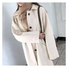 Lサイズ オフホワイト チェスター チェスターコート ロングコート レディース 秋冬コート 冬服 カジュアル シンプル 韓国風 スタンドカラーコート 大人 アウター 可愛い dg022x1