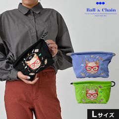 【送料無料】【即納】 Ball＆Chain ボールアンドチェーン 正規品 DJ.CAT/P Lサイズ ファスナー付きポーチ ショルダーバッグ ハンドバッグ 刺繍 ギフト 小物 猫 hideaki mihara 313406