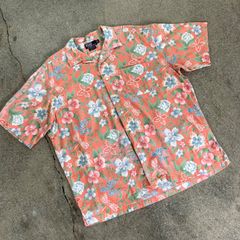 90s ラルフローレン BERKLEY オープンカラーシャツ 花柄 シアサッカー