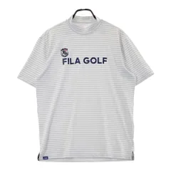 サイズ：L FILA GOLF フィラゴルフ  モックネック 半袖Tシャツ ボーダー柄 グレー系 [240101352115]# ゴルフウェア メンズ ストスト