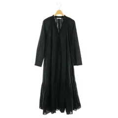 プラージュ Plage 22SS Lawn ボリューム Flare ワンピース ロング 長袖 36 黒 ブラック /ES ■OS