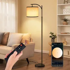 新品 フロアスタンド フロアランプ LED フロアライト 組み立て式 ライトスタンド RGB LED電球 9W 無段階調光調色 勉強 仕事 読書に適用 リビング&寝室用 照明灯 ブラック 2年間品質Nilight