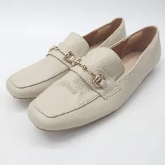 ◇ Θ Menue メヌエ スクエアトゥ ローファー サイズ39 アイボリー系 レディース E  【1507080011494】