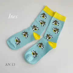 靴下　ソックス　メンズ　アニマル柄　動物柄　左右非対称　カラフル　ハチ