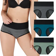 [INNERSY] サニタリーショーツ レディース 生理用ショーツ XLサイズ  下着 吸水ショーツ ハイウエスト 綿 生理用パンツ 女性用 大きいサイズ 昼夜用 漏れ防止 3枚セット R10223