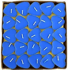 新品 HIDERME ティーライトキャンドル ろうそく アルミカップ 無香料 50個入り ハート形 (Blue)