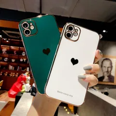 iPhone X/XS XR 7/8/SE(2020) iPhone11 11Pro【グリーン】【ホワイト】　スマホカバー スマホケース くすみカラー iphoneケース ハート シンプル ソフト クリア 韓国 ハート柄