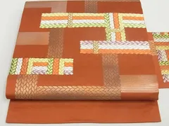 平和屋着物■九寸名古屋帯　唐織　幾何学文様　金糸　逸品　ea1116
