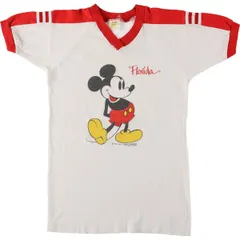 古着 70~80年代 ベルバシーン VELVA SHEEN MICKEY MOUSE ミッキーマウス Vネック キャラクタープリントTシャツ USA製/eaa556041