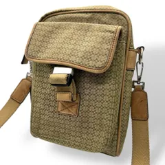 良品 642 コーチ ショルダーバッグ ミニシグネチャー キャンバス ブラウン