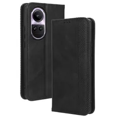 OPPO Reno10 Pro 5G ケース 手帳 リノ 10プロ  チェック柄 合革 レトロ 手帳 ケース 【Color】 ブラックのサムネイル