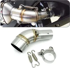 MOTOR KANTO yzf-r25マフラーYZF-R3 MT-25 MT-03専用 中間パイプ 50mm汎用マフラー YAMAHAスリップオンマフラー向け(シルバー,  中間パイプ50mm)