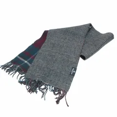 アクアスキュータム AQUASCUTUM 美品 チェック柄 リバーシブル マフラー ストール フリンジ 赤×緑 グレー